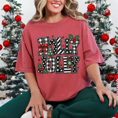 Holly Jolly Plaid Christmas DTF Transfer DTF Heat Press Transfer from Sweet Tee Transfers
