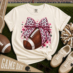 Pink Leopard Bow Football DTF Transfer DTF Heat Press Transfer from Sweet Tee Transfers