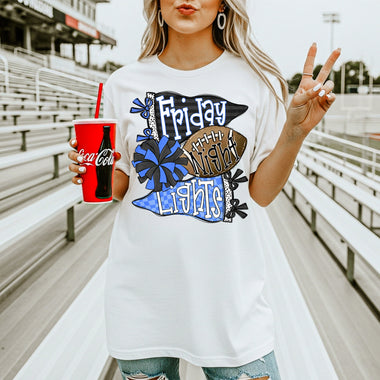 Friday Night Lights Black and Carolina Blue Pennant DTF Transfer DTF Heat Press Transfer from Sweet Tee Transfers