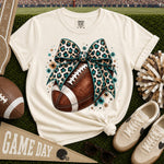 Teal Leopard Bow Football DTF Transfer DTF Heat Press Transfer from Sweet Tee Transfers