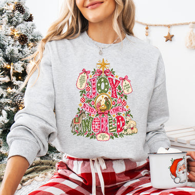 Joy to the World Christmas Tree DTF Transfer DTF Heat Press Transfer from Sweet Tee Transfers
