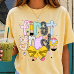 Back to School Pencil Bow First Grade DTF Transfer DTF Heat Press Transfer from Sweet Tee Transfers