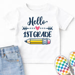 Hello First Grade Pencil DTF Transfer DTF Heat Press Transfer from Sweet Tee Transfers