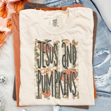 Jesus and Pumpkins Camo DTF Transfer DTF Heat Press Transfer from Sweet Tee Transfers