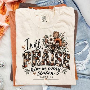 I Will Praise Him in Every Season DTF Transfer DTF Heat Press Transfer from Sweet Tee Transfers
