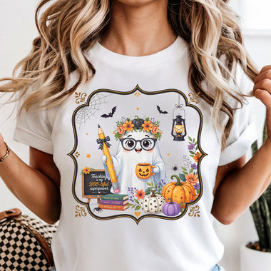 Spooky Floral Teacher Pencil Bow Ghost DTF Transfer DTF Heat Press Transfer from Sweet Tee Transfers