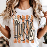 Halloween Ghost Nurse Striped Dark DTF Transfer DTF Heat Press Transfer from Sweet Tee Transfers