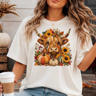 Patchwork Highland Cow Fall DTF Transfer DTF Heat Press Transfer from Sweet Tee Transfers