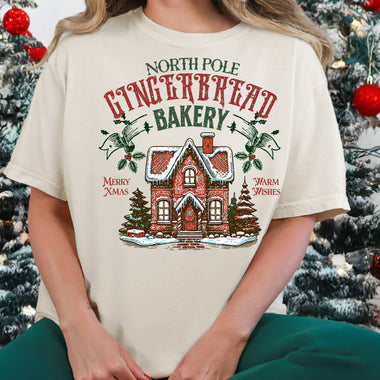 North Pole Gingerbread Bakery DTF Transfer DTF Heat Press Transfer from Sweet Tee Transfers