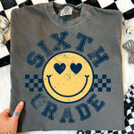 Checkered Smiley Sixth Grade DTF Transfer DTF Heat Press Transfer from Sweet Tee Transfers