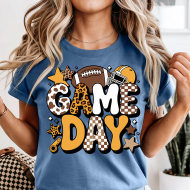 Game Day Checkered Football DTF Transfer DTF Heat Press Transfer from Sweet Tee Transfers