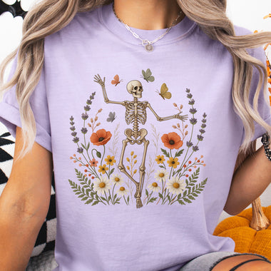 Dancing Skeleton in Flowers DTF Transfer DTF Heat Press Transfer from Sweet Tee Transfers