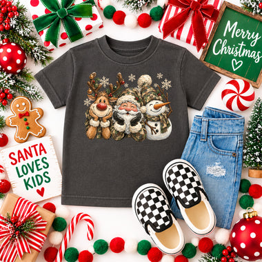 Camo Santa Reindeer and Snowman Christmas DTF Transfer DTF Heat Press Transfer from Sweet Tee Transfers