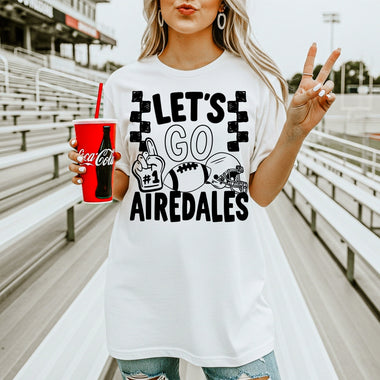 Let's Go Airedales School Mascot DTF Transfer DTF Heat Press Transfer from Sweet Tee Transfers