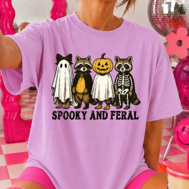 Spooky and Feral Ghost Raccoon Halloween DTF Transfer DTF Heat Press Transfer from Sweet Tee Transfers