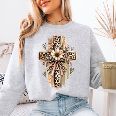 Leopard Cross Floral Bow DTF Transfer DTF Heat Press Transfer from Sweet Tee Transfers