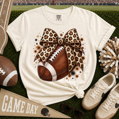 Leopard Bow Football DTF Transfer DTF Heat Press Transfer from Sweet Tee Transfers