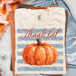 Thankful Striped Pumpkin DTF Transfer DTF Heat Press Transfer from Sweet Tee Transfers