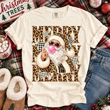 Leopard Checkered Merry Santa DTF Transfer DTF Heat Press Transfer from Sweet Tee Transfers