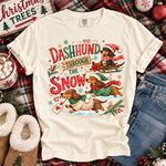 Christmas Dachshund Through the Snow DTF Transfer DTF Heat Press Transfer from Sweet Tee Transfers