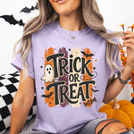 Trick or Treat Striped Ghost DTF Transfer DTF Heat Press Transfer from Sweet Tee Transfers