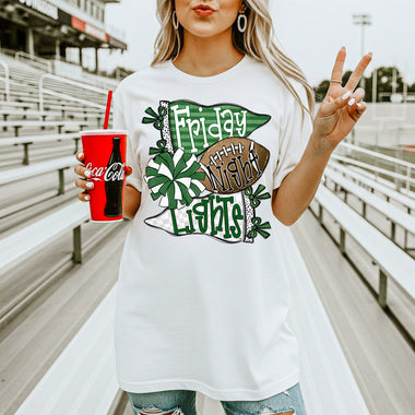 Friday Night Lights Green and White DTF Transfer DTF Heat Press Transfer from Sweet Tee Transfers