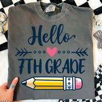 Hello Seventh Grade DTF Transfer DTF Heat Press Transfer from Sweet Tee Transfers