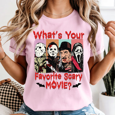 What's Your Favorite Scary Movie DTF Transfer DTF Heat Press Transfer from Sweet Tee Transfers