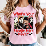 What's Your Favorite Scary Movie DTF Transfer DTF Heat Press Transfer from Sweet Tee Transfers