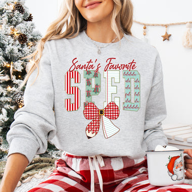 Coquette Santa's Favorite SPED DTF Transfer DTF Heat Press Transfer from Sweet Tee Transfers
