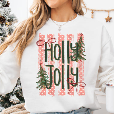 Holly Jolly Striped DTF Transfer DTF Heat Press Transfer from Sweet Tee Transfers