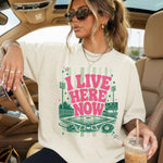 I Live Here Now Baseball Pink DTF Transfer DTF Heat Press Transfer from Sweet Tee Transfers