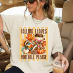 Falling Leaves and Football Please DTF Transfer DTF Heat Press Transfer from Sweet Tee Transfers