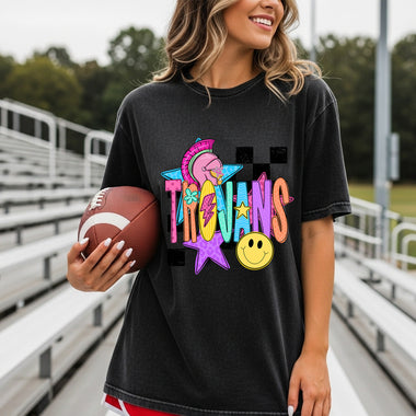 Trojans School Mascot DTF Transfer – Checkered Design DTF Heat Press Transfer from Sweet Tee Transfers