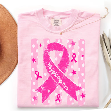 Breast Cancer Awareness Ribbon Striped DTF Transfer DTF Heat Press Transfer from Sweet Tee Transfers