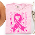 Breast Cancer Awareness Ribbon Striped DTF Transfer DTF Heat Press Transfer from Sweet Tee Transfers