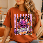 Spooky Spider with Heart Glasses Striped DTF Transfer DTF Heat Press Transfer from Sweet Tee Transfers