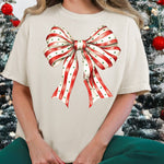 Striped Christmas Bow DTF Heat Press Transfer from Sweet Tee Transfers