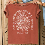 God Is Within Her She Will Not Fall Psalm 46:5 Floral DTF Transfer DTF Heat Press Transfer from Sweet Tee Transfers