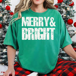 Merry and Bright Distressed DTF Transfer DTF Heat Press Transfer from Sweet Tee Transfers