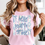 Hello Fourth Grade Striped Pastel DTF Transfer DTF Heat Press Transfer from Sweet Tee Transfers