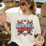 Baseball MAMA Bow and Stars DTF Transfer DTF Heat Press Transfer from Sweet Tee Transfers