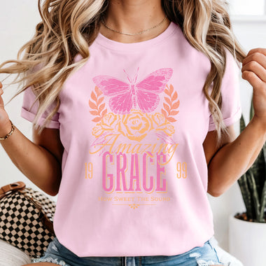 Amazing Grace Pink Orange DTF Transfer DTF Heat Press Transfer from Sweet Tee Transfers