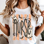 Halloween Ghost Nurse Striped Light DTF Transfer DTF Heat Press Transfer from Sweet Tee Transfers