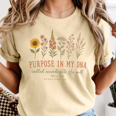 Purpose in My DNA Called According to His Will Ephesians 1:9 Wildflower DTF Transfer DTF Heat Press Transfer from Sweet Tee Transfers
