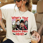 What's Your Favorite Scary Movie DTF Transfer DTF Heat Press Transfer from Sweet Tee Transfers