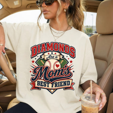 Diamonds Are a Mom's Best Friend Baseball DTF Transfer DTF Heat Press Transfer from Sweet Tee Transfers
