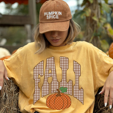 Fall Checkered Pumpkin Polka Dot DTF Transfer DTF Heat Press Transfer from Sweet Tee Transfers