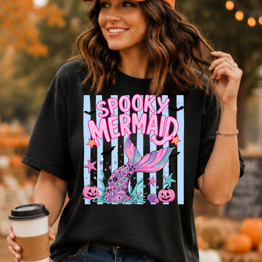 Spooky Mermaid Striped DTF Transfer DTF Heat Press Transfer from Sweet Tee Transfers