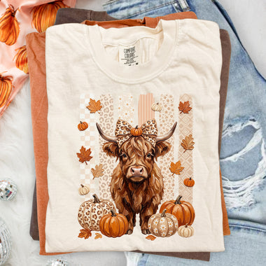 Fall Highland Cow Striped DTF Transfer DTF Heat Press Transfer from Sweet Tee Transfers